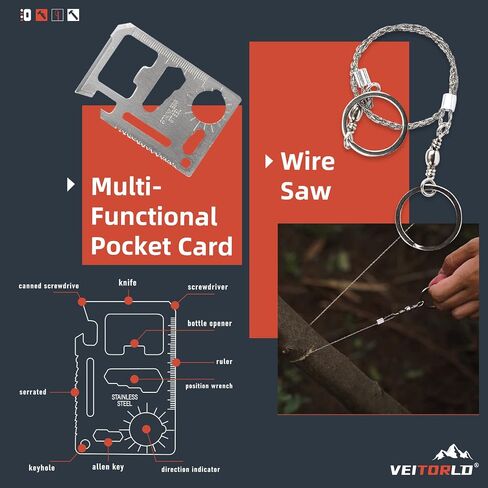 VEITORLD Gifts for Men Dad Him Christmas - Survival Gear and Equipment 12 in 1, Survival Kits - Cool Unique Fishing Hunting Birthday Gifts for Husband Teen Boy Boyfriend Women, Mens Stocking Stuffers in Kuwait