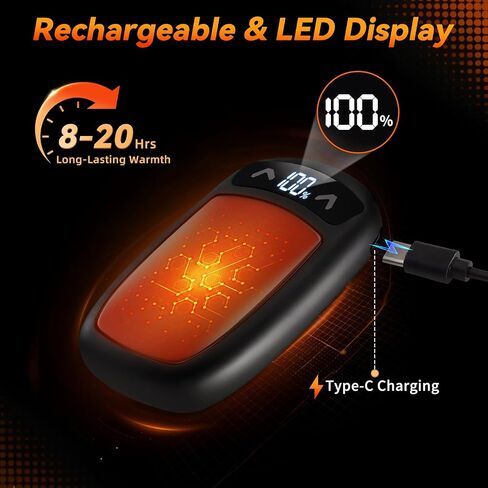 Rechargeable Hand Warmer 2Pack, AI Chips Electric Hand Warmers with LED Display, 3 Temps Portable Magnetic Handwarmers, Pocket-Sized Electronic Hand Warmers for Man, Women, Camping, Hunting, Christmas in Saudi Arabia