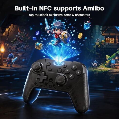 YAEYE Wireless Switch Pro Controller with NFC Amiibo, 1000mAh Battery Switch Controller for Nintendo Switch/Switch Lite/Switch OLED/PC, Gamepad with 6-Axis Gyro Dual Vibration Screenshot in Saudi Arabia