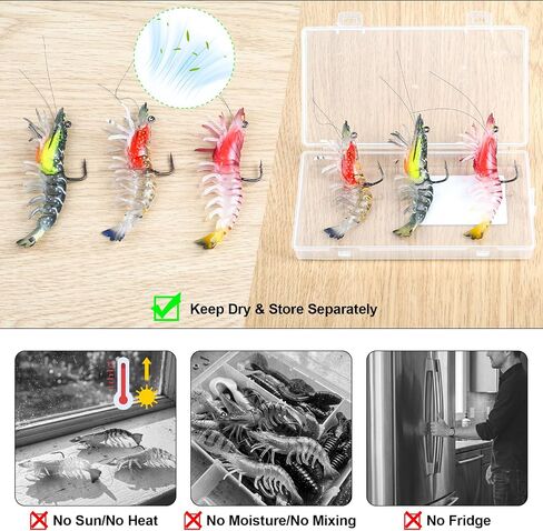 DONQL Pre-Rigged Shrimp Fishing Lures, 3pcs Shrimp Baits with Leaders in Saudi Arabia