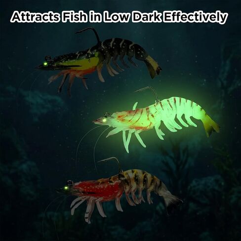 DONQL Pre-Rigged Shrimp Fishing Lures, 3pcs Shrimp Baits with Leaders in Saudi Arabia