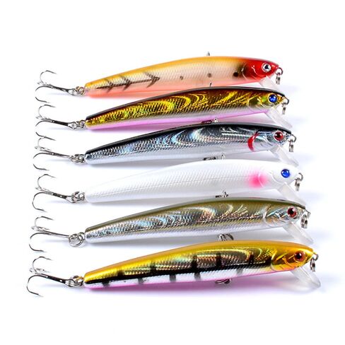 6 Pcs Floating Jerkbait Crankbait Minnow Lures Set, as Topwater Hard Swimbait for Salmon Trout Walleye Trout Bass Redfish Freshwater Saltwater 25 in Saudi Arabia