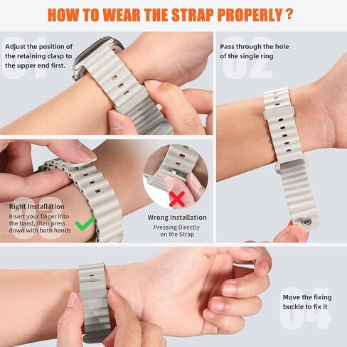 4 Pack Ocean Bands Compatible with Apple Watch Ultra Band 49mm 45mm 44mm 42mm Men Women, Soft Silicone Straps Sport Rugged Smartwatch Replacement for IWatch Ultra Ultra 2 Series 9 8 7 6 5 4 3 2 SE in Kuwait