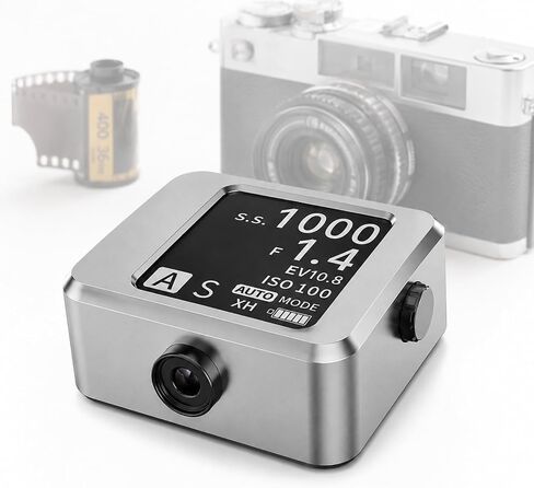 Vintage Film Light Meter, 30° Fov Reflected Photometer with 1.54 Inch Display, Rechargeable Design, Adjustable Aperture Shutter Iso Ev Modes and Cold Shoe Mount for Vintage Cameras Silver in Saudi Arabia