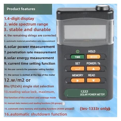 TES-1333 Portable Solar Transmittance Meter Power Analyzer with Backlight Display in Saudi Arabia
