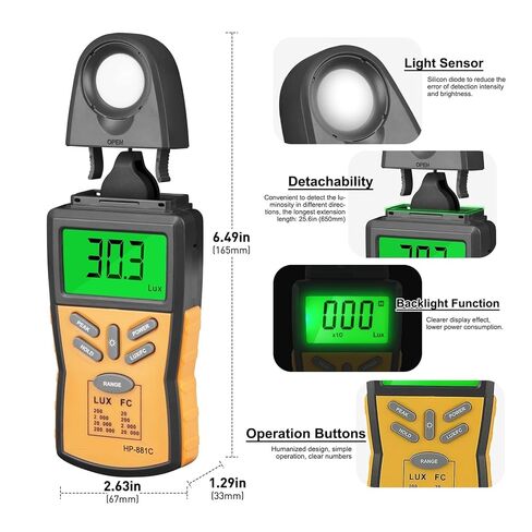 Handheld Lux Meter for Plant Growth Light Measurement 0.1–200,000 Lux in Saudi Arabia