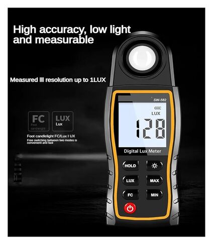 SW-582 Digital Lux Meter with Rotatable Sensor, Lux/Fc Illuminometer 199,900 Lux in Saudi Arabia