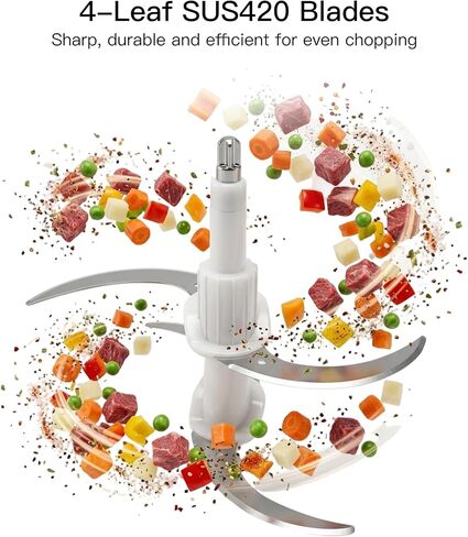 MEGAWISE Food Processor, 800W Electric Meat Grinder, 1.8L Stainless Steel Bowl & 1.8L Glass Bowl, Dual Speed Modes for Meat, Onion, Vegetables, Nuts, Fruits, Baby Food in Saudi Arabia