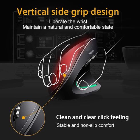 Wired Vertical Mouse, Optical Ergonomic Mouse with 4 Adjustable 800/1200/2000/3200, 5 Buttons USB Computer Mouse, Better for Large and Medium Sized Hands in Saudi Arabia