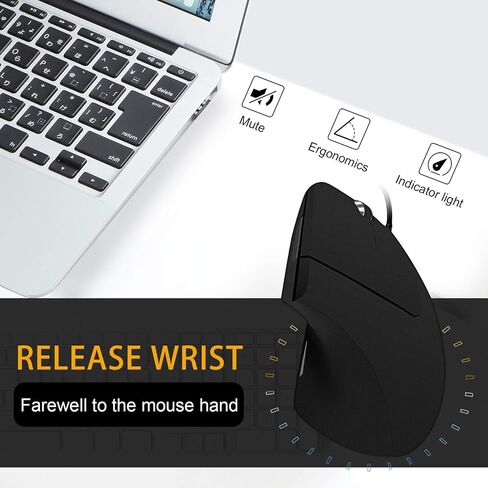 Wired Vertical Mouse, Optical Ergonomic Mouse with 4 Adjustable 800/1200/2000/3200, 5 Buttons USB Computer Mouse, Better for Large and Medium Sized Hands in Saudi Arabia