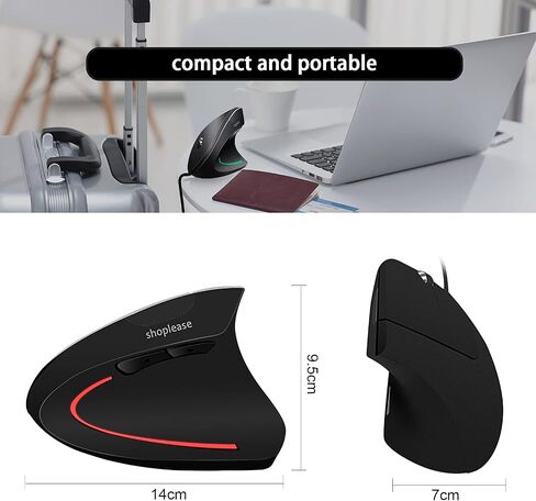 Wired Vertical Mouse, Optical Ergonomic Mouse with 4 Adjustable 800/1200/2000/3200, 5 Buttons USB Computer Mouse, Better for Large and Medium Sized Hands in Saudi Arabia