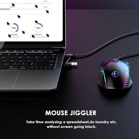 Wired Gaming Mouse with RGB & Jiggler, Dual USB-C & USB-A Connectivity Up to 7200 D-PI 7 Buttons Ergonomic Optical Type-C Mice with 5.9ft Cable for PC,Laptop,Mac,Chromebook,Computer, Desktop,Surface in Saudi Arabia