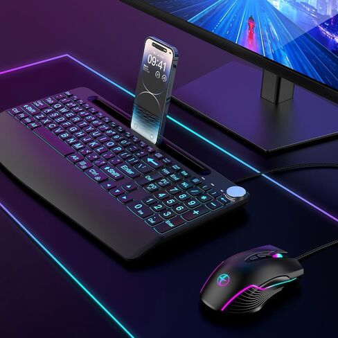 Wired Gaming Mouse with RGB & Jiggler, Dual USB-C & USB-A Connectivity Up to 7200 D-PI 7 Buttons Ergonomic Optical Type-C Mice with 5.9ft Cable for PC,Laptop,Mac,Chromebook,Computer, Desktop,Surface in Saudi Arabia