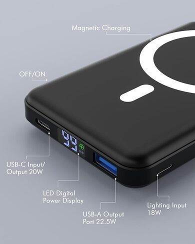 podoru for MagSafe Power Bank, 10000 mAh Foldable Magnetic Portable Charger in Saudi Arabia
