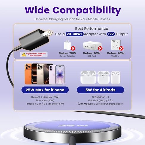MagSafe 25W Wireless Charger for Apple Magnetic Fast Charging Pad in Saudi Arabia