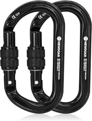 NewDoar 25KN CE&UIAA Certified Climbing Carabiner Professional O-Shaped Heavy Duty Carabiner Auto Locking/Screwgate Locking Carabiner Clips for Rock Climbing,Rappelling,Rescue,Mountaineering in Saudi Arabia