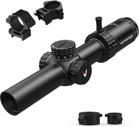 VICTOPTICS 1-6x24 30mm Tube Second Focal Plane Riflescope Illuminated Red & Green MIL Reticle LPVO Rifle Scope Zero Reset Turret Lock w/Weaver Scope Rings for Tactical Competition Hunting in Saudi Arabia