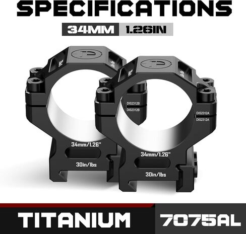 DISCOVERYOPT HD GEN-II 5-30x56 Rifle Optics ومجموعة حلقات نطاق 7075 متوسطة الحجم مقاس 34 مم in Saudi Arabia