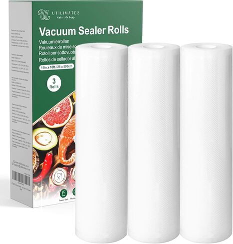 Vacuum Sealer Bags for Food, 11 Inch 16 Feet Custom Size 3-pack in Kuwait