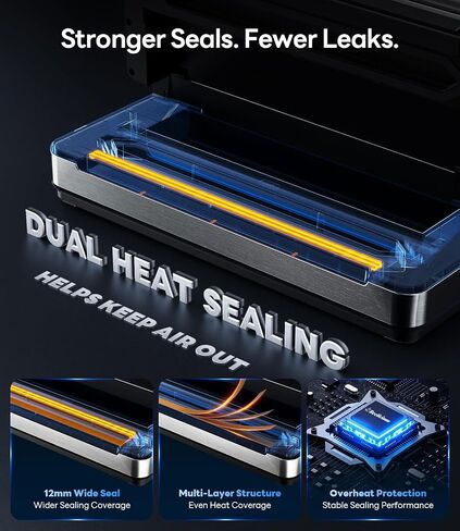 98kPa Vacuum Sealer with FoodTrace Label Printing & Food Management App, Dual-Pump Food Sealer with Double Heat Seal, Extra Moist Mode for Meal Prep, Sous Vide & Freezer Storage, VSP801, Silver in Saudi Arabia