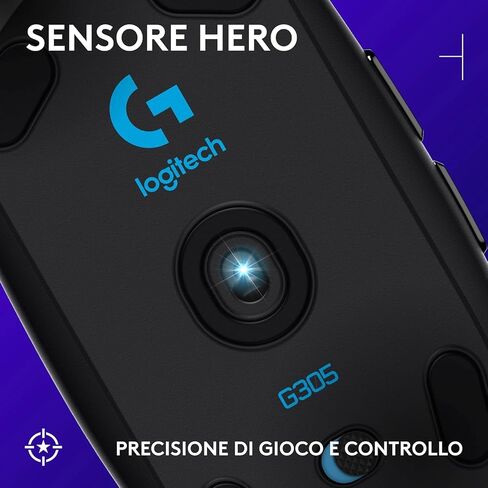 Logitech G305 Lightspeed Wireless Gaming Mouse, Hero Sensor, 12,000 DPI, Lightweight, 6 Programmable Buttons, 250h Battery Life, On-Board Memory, PC/Mac - Black (German Packaging) in Saudi Arabia