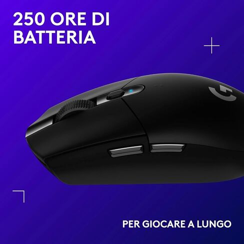 Logitech G305 Lightspeed Wireless Gaming Mouse, Hero Sensor, 12,000 DPI, Lightweight, 6 Programmable Buttons, 250h Battery Life, On-Board Memory, PC/Mac - Black (German Packaging) in Saudi Arabia