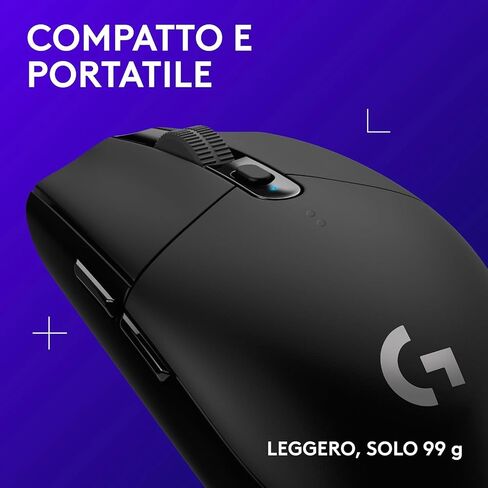 Logitech G305 Lightspeed Wireless Gaming Mouse, Hero Sensor, 12,000 DPI, Lightweight, 6 Programmable Buttons, 250h Battery Life, On-Board Memory, PC/Mac - Black (German Packaging) in Saudi Arabia