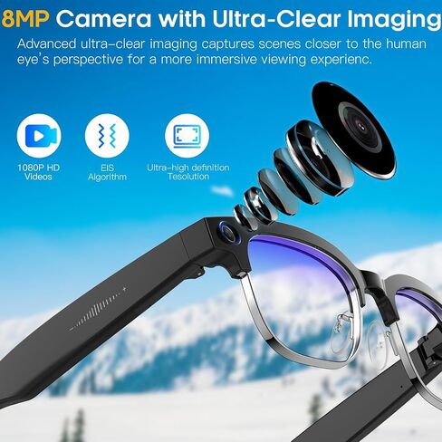 نظارات Yowow BIT AI الذكية مع كاميرا بدقة 8 ميجابكسل، صور بدقة 4K، تسجيل فيديو بدقة 1080 بكسل، ترجمة فورية، التعرف على الصور بالذكاء الاصطناعي، الاتصال عبر البلوتوث، صوت مفتوح للأذن، بطارية 290 مللي أمبير في الساعة، عدسات فوتوكروميك in Saudi Arabia
