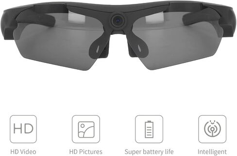 نظارات كاميرا PUSOKEI 1080P FHD، نظارات فيديو ذكية مع عدسات مستقطبة، تسجيل الصوت والفيديو، نظارات عمل رياضية يمكن ارتداؤها للقيادة وركوب الدراجات والمشي لمسافات طويلة (أسود) in Saudi Arabia