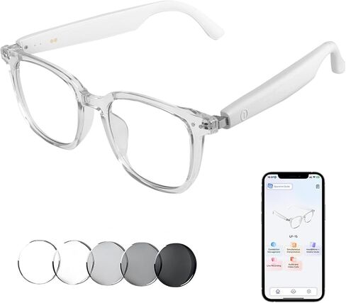 AI Glasses for Men Women, Powered by ChatGPT, AI Real-time Translation(164 Languages), Bluetooth Translator Glasses with Speaker,No Subscription,Smart Glasses with Anti-Blue Light for Work Travel-Gold in Saudi Arabia