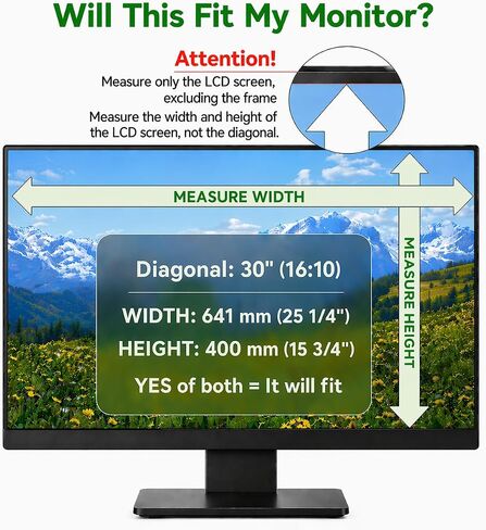 30 inch Computer Privacy Screen Filter for 16:10 Aspect Ratio Widescreen Monitor,30in Curved Computer Monitor Privacy Shield Anti Glare Eye Protection, Anti-Scratch Removable Protector Film in Saudi Arabia