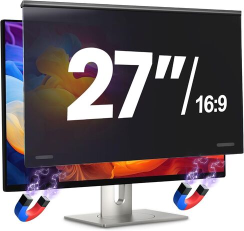 Magnetic 27 Inch Computer Privacy Screen Filter for 16:9 Aspect Ratio Widescreen Monitor, Eye Protection Anti Glare Blue Light Computer Privacy Shield Panel in Saudi Arabia