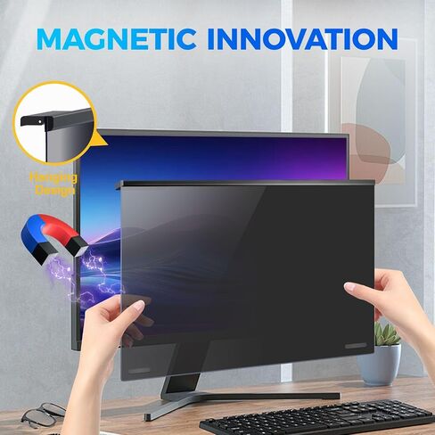 Magnetic 27 Inch Computer Privacy Screen Filter for 16:9 Aspect Ratio Widescreen Monitor, Eye Protection Anti Glare Blue Light Computer Privacy Shield Panel in Saudi Arabia