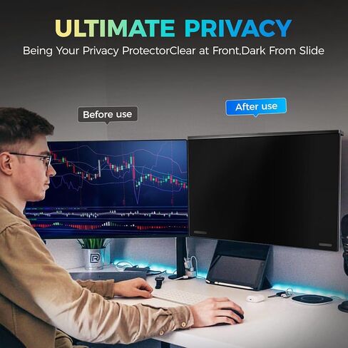 Magnetic 27 Inch Computer Privacy Screen Filter for 16:9 Aspect Ratio Widescreen Monitor, Eye Protection Anti Glare Blue Light Computer Privacy Shield Panel in Saudi Arabia
