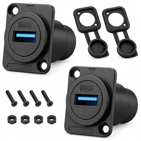 2 حزمة USB 3.0 مقبس مقاوم للماء منفذ واحد USB-3.0 ذكر إلى ذكر محول تركيب السيارة على شكل حرف D USB لوحة جبل موصل لحام عالي السرعة محول واجهة تمديد البيانات للوحة قيادة قارب السيارة in Saudi Arabia