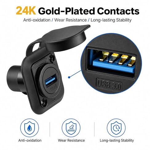 2 حزمة USB 3.0 مقبس مقاوم للماء منفذ واحد USB-3.0 ذكر إلى ذكر محول تركيب السيارة على شكل حرف D USB لوحة جبل موصل لحام عالي السرعة محول واجهة تمديد البيانات للوحة قيادة قارب السيارة in Saudi Arabia