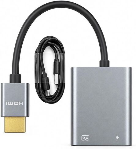 محول ubrokeifixit HDMI إلى USB-C محول HDMI ذكر أحادي الاتجاه (المصدر) إلى USB-C أنثى (عرض) لنظارات AR، والتبديل، وXbox، والكمبيوتر المحمول، والكمبيوتر الشخصي، وشاشة محمولة 4K 60 هرتز (رمادي) in Saudi Arabia