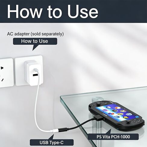 USB C Female Charging Adapter for PS Vita 1000, Plug and Play in Saudi Arabia