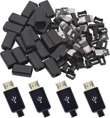 20Pcs Micro USB Type B Solder Connector with Black Cover in Saudi Arabia
