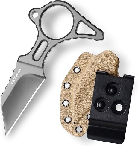 EDC Fixed Blade Knife with Sheath, Camping Knife Fixed Blade 2.2" DC53 Steel Outdoor Survival Blade Full Tang Hunting Knives for Men Women IB-04, Silver in Saudi Arabia