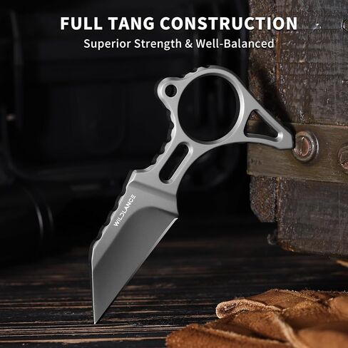 EDC Fixed Blade Knife with Sheath, Camping Knife Fixed Blade 2.2" DC53 Steel Outdoor Survival Blade Full Tang Hunting Knives for Men Women IB-04, Silver in Saudi Arabia