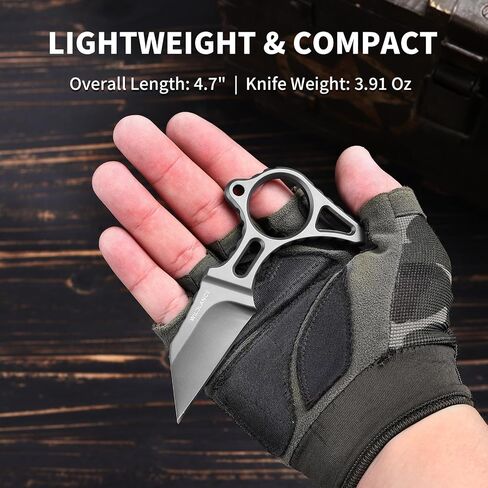 EDC Fixed Blade Knife with Sheath, Camping Knife Fixed Blade 2.2" DC53 Steel Outdoor Survival Blade Full Tang Hunting Knives for Men Women IB-04, Silver in Saudi Arabia