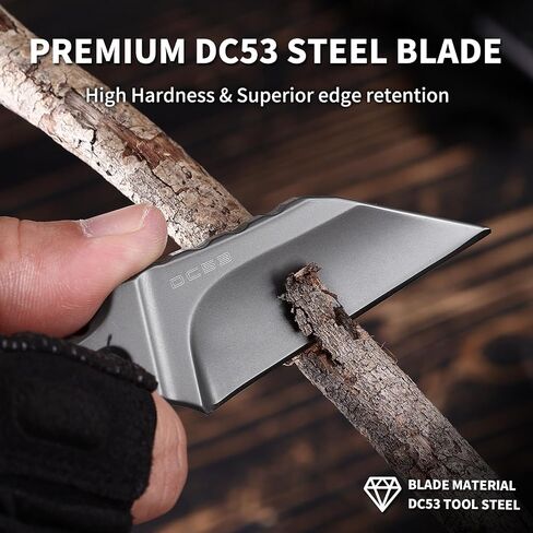 EDC Fixed Blade Knife with Sheath, Camping Knife Fixed Blade 2.2" DC53 Steel Outdoor Survival Blade Full Tang Hunting Knives for Men Women IB-04, Silver in Saudi Arabia