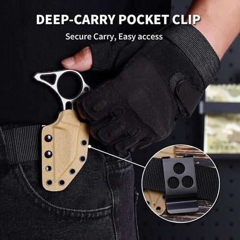 EDC Fixed Blade Knife with Sheath, Camping Knife Fixed Blade 2.2" DC53 Steel Outdoor Survival Blade Full Tang Hunting Knives for Men Women IB-04, Silver in Saudi Arabia