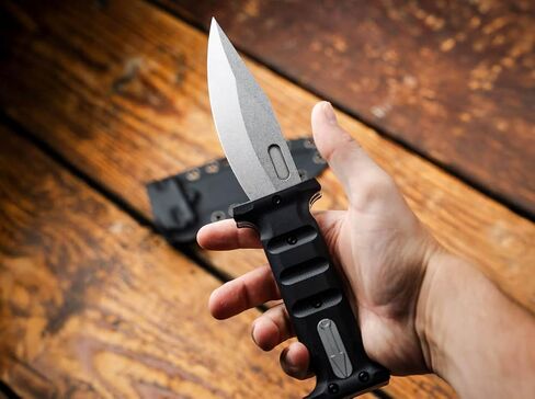 Multifunctional folding hunting knife made of D2 steel, featuring a G10 handle, an outdoor tactical knife, a black handle, and a Kydex sheath, suitable for outdoor exploration in Saudi Arabia