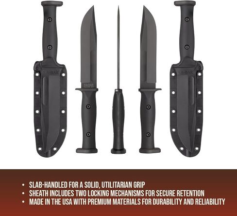 KA-BAR Slabby Fixed Blade Knife 6.86" Clip Point 1095 Cro-Van Black Blade Glass Reinforced Nylon (GRN) Handle Black in Saudi Arabia