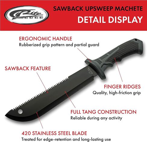 SZCO Full Tang Hunting Knife 15.25 Inch - Slate Machete Camping Knifes with Rubberized Handle, Stainless Steel Blade & Sheath - Pocket Knife for Hunting & Camping - Knives for Men in Saudi Arabia