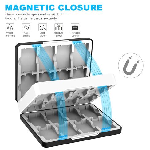 32-Slot Magnetic Game Cartridge Case Compatible with Nintendo Game Boy Advance – Patterned ABS Organizer with Secure Silicone Tray for Travel, Display & Collection Storage in Saudi Arabia