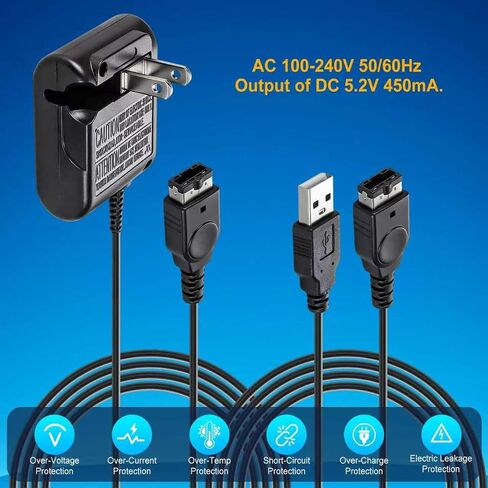 Charger for Gameboy Advance SP, AC Wall Adapter for Nintendo DS Console, USB Charging Cable for GBA SP Wall Travel Cord for Gaming Accessories in Saudi Arabia