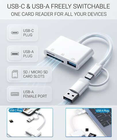 USB C & USB to SD Micro SD Memory Card Reader Digital Camera Viewer Adapter in Saudi Arabia